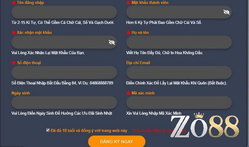 Chơi Có Trách Nhiệm Zo88: Đảm Bảo Cá Cược An Toàn 2 Khi đăng ký tài khoản Zo88, hội viên cần cung cấp thông tin thật